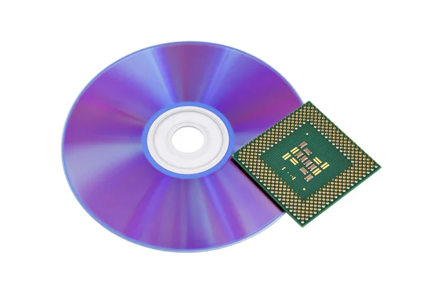 Оптический диск и процессор — стоковое фото