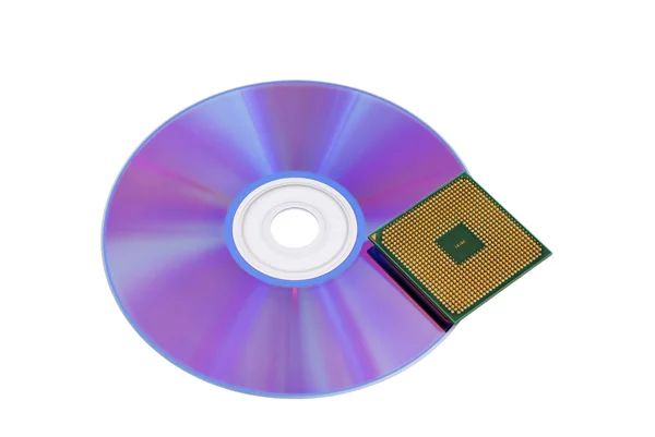 Оптический диск и процессор — стоковое фото