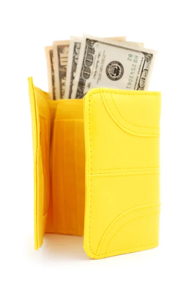 Yellow leather purse — Stock Photo, Image