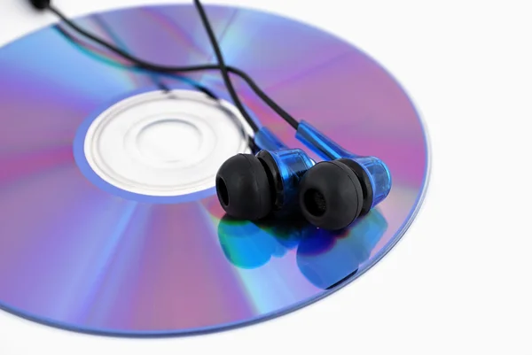 Sluchátka a cd — Stock fotografie