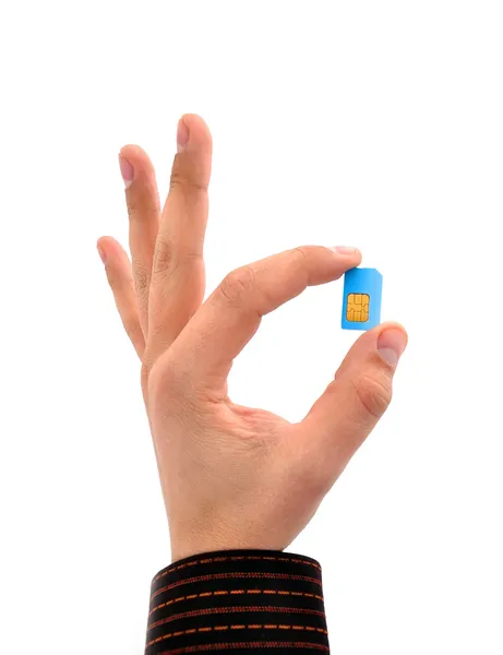 Karta SIM w dłoni — Zdjęcie stockowe