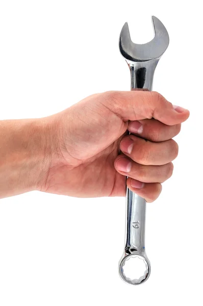 Wrench in hand — Stock Photo, Image