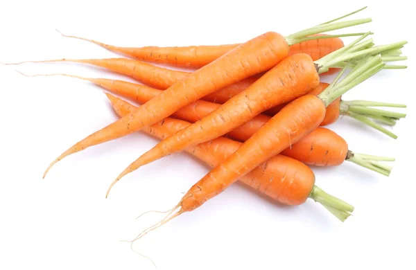 Ripe fresh carrots on a white background. — Stock Photo, Image