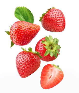 Falling strawberries. clipart