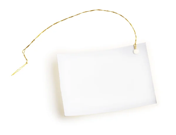 Light label with gold thread on a white background — Stock Photo, Image