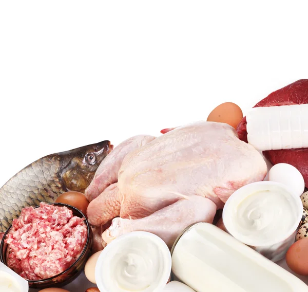 Fresh meat and dairy products. Stock Picture