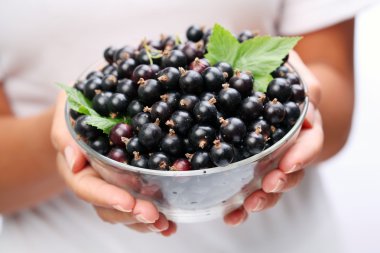 Crockery with black currant. clipart