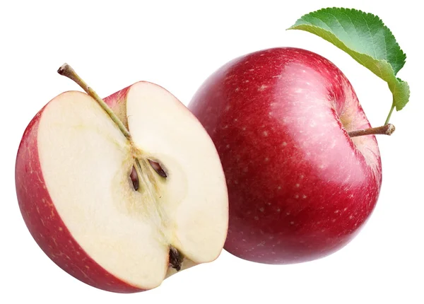 Зрізати червоне яблуко і половину одного . — стокове фото