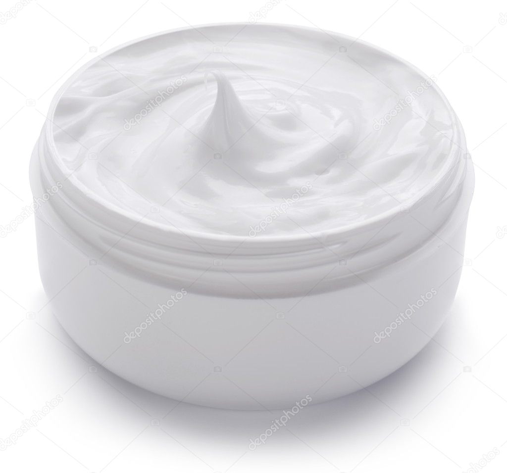 Jar with cosmetic cream.