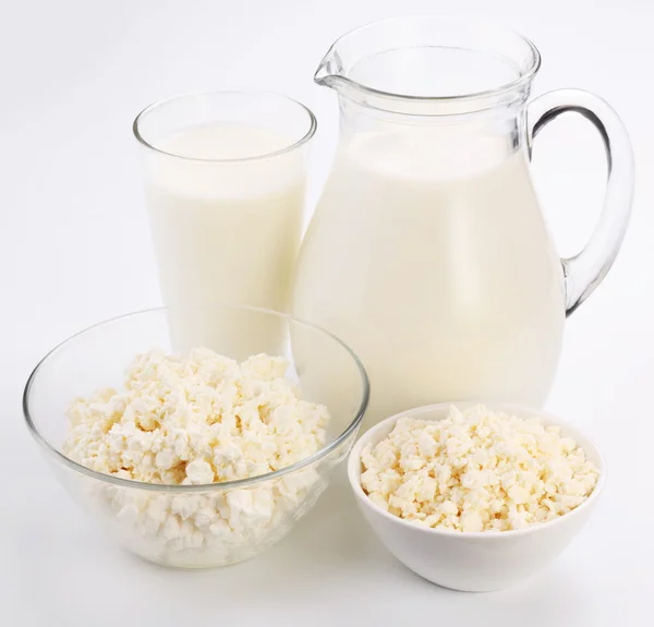 Mléko a tvaroh. — Stock fotografie