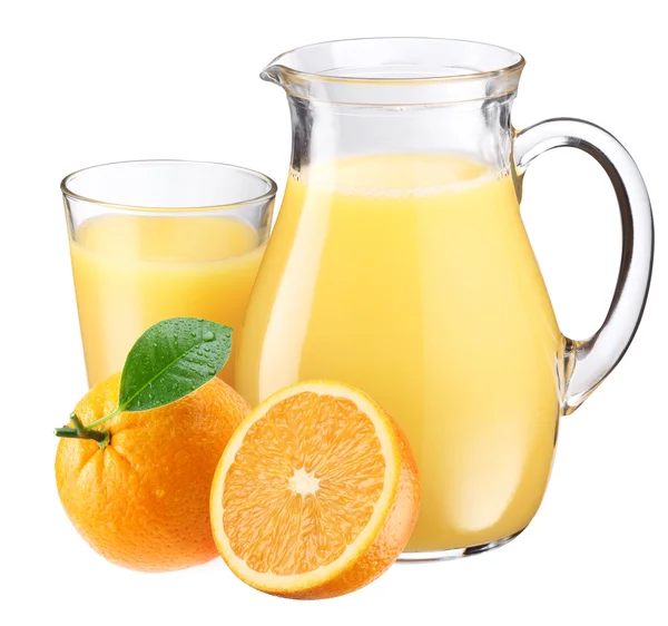 Апельсиновый сок и фрукты . — стоковое фото