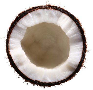 Half of the coconut is isolated on a white background. File contains a clipping paths. clipart