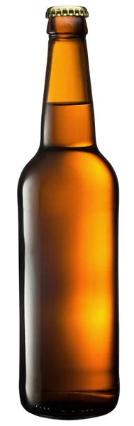 Bottiglia di birra su sfondo bianco. Con percorso di ritaglio . — Foto Stock