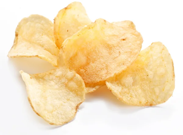 Chipsuri de cartofi izolate pe fundal alb — Fotografie, imagine de stoc