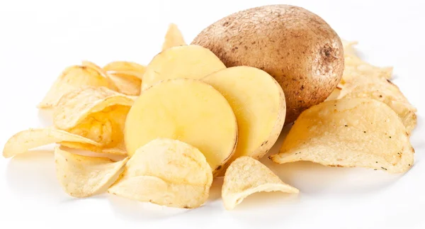Potato chips isolated on white background — Stock Photo, Image