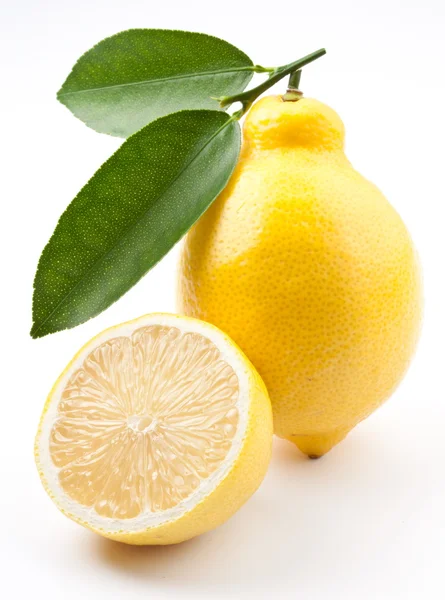 Magas-tulajdonság fénykép érett citrom, fehér alapon — Stock Fotó