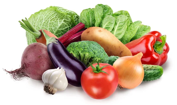 新鲜蔬菜在白色背景上的图像 — 图库照片
