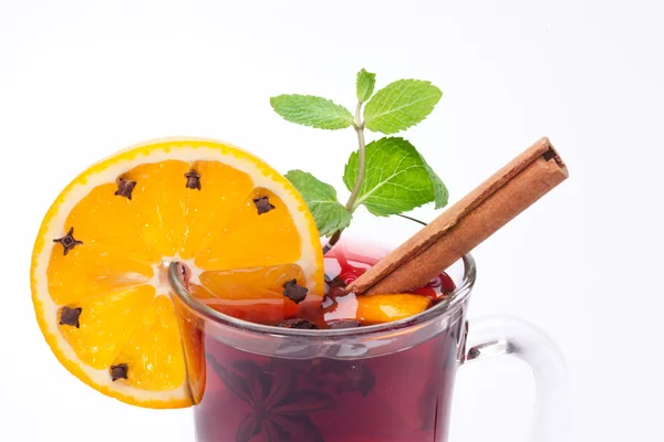 Glass of mulled wine on a white background — Stock Photo, Image