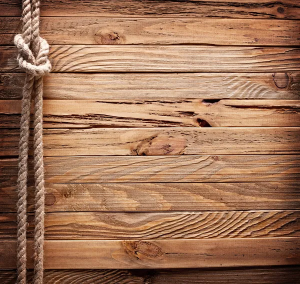 Imagem de textura antiga de tábuas de madeira com corda de navio . — Fotografia de Stock