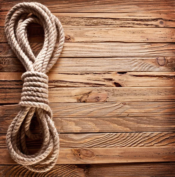 Зображення старої текстури дерев'яних дощок з судновою мотузкою . — стокове фото