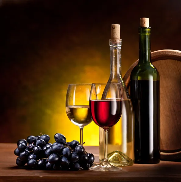 Zátiší s láhví vína — Stock fotografie