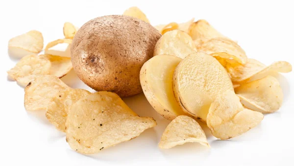 Potato chips isolated on white background Stock Picture