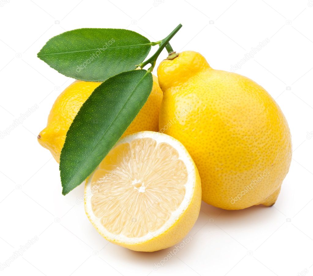 High-quality photo ripe lemons on a white background