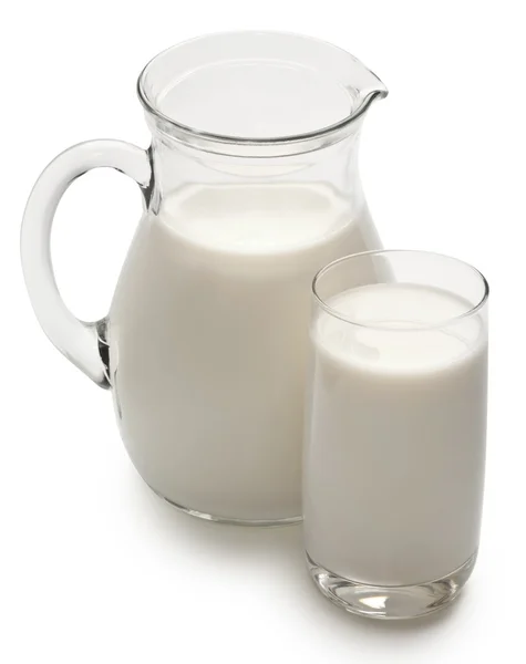 Vaso y frasco de leche — Foto de Stock