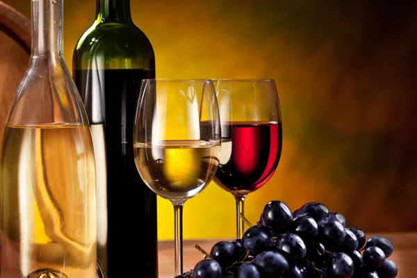 Zátiší s lahví vína — Stock fotografie
