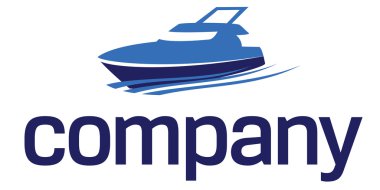 dinlenme ve özgürlük için mavi vip tekne logo.