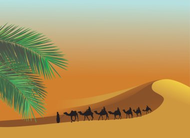 Sahara Desert and caravan clipart