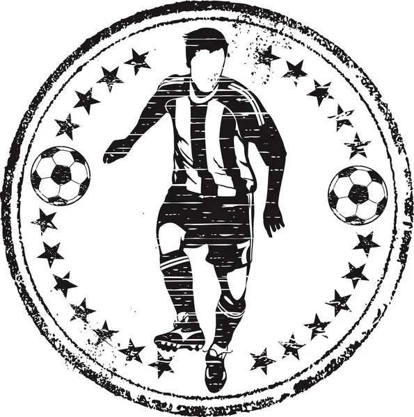Soccer player stamp — ストックベクタ