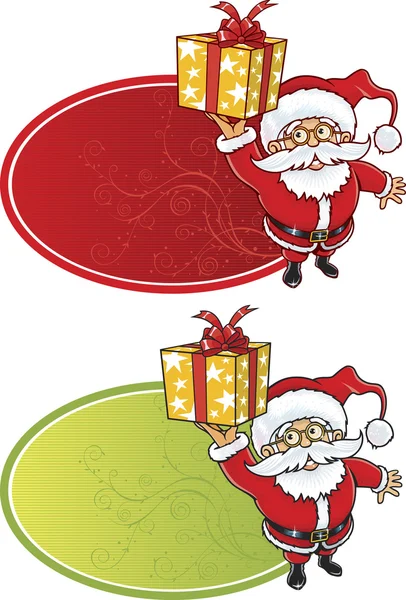 Cheerful Santa Claus giving a Christmas gift box — Wektor stockowy