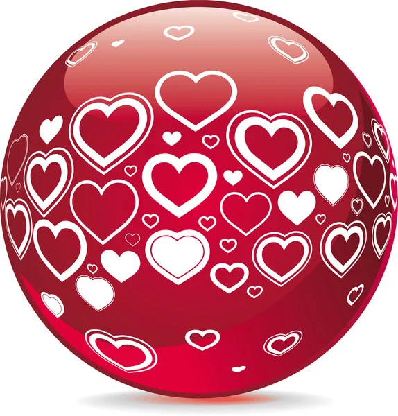 Sphère avec symboles en forme de coeur — Image vectorielle