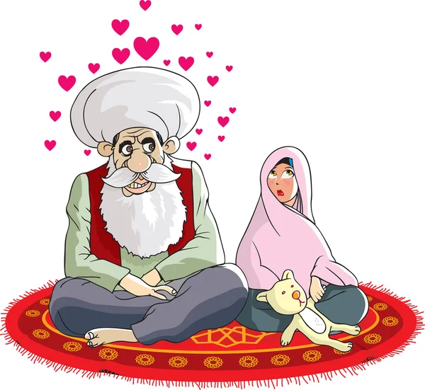 Μουσουλμανική κοριτσάκι σε γαμήλια τελετή — Διανυσματικό Αρχείο