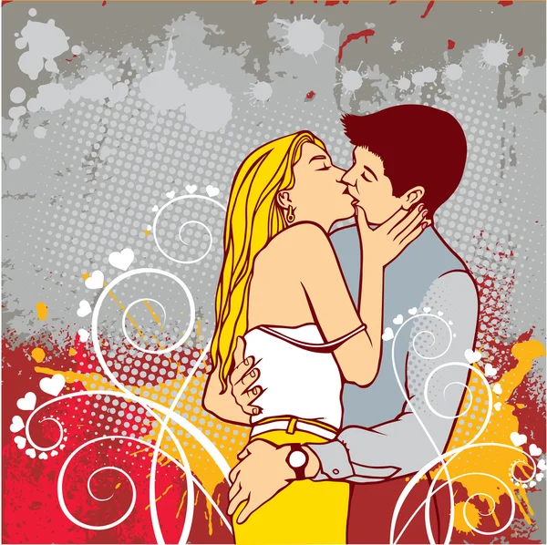 Appassionatamente baciare coppia — Vettoriale Stock