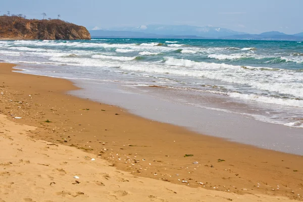 Praia rochosa bonita do mar no outono $ ) — Fotografia de Stock