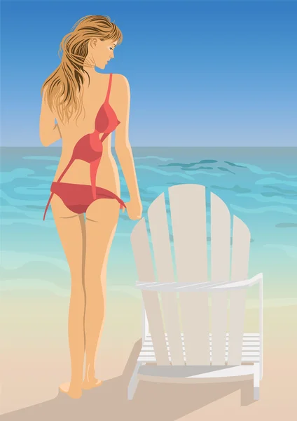 Femme à la plage — Image vectorielle