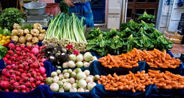 Fresh Organic Vegetables At A Street Market In Istanbul, Turkey. clipart