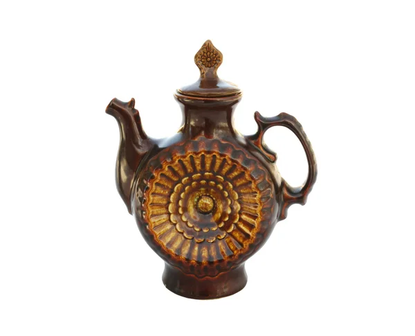 Dekorative Keramik Teekanne isoliert auf weißem Hintergrund — Stockfoto