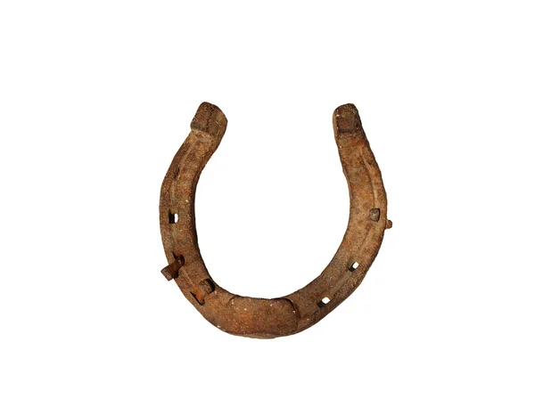古いさびた馬蹄の爪上分離ホワイト バック グラウンド — ストック写真