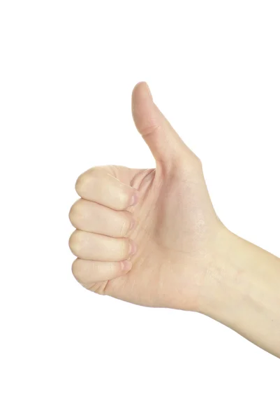 Рука Людини Показує Великі Пальці Вгору Ізольовані Білому — стокове фото