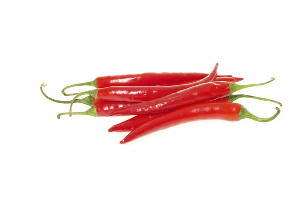 Rode Hete Chili Pepers Witte Achtergrond — Stockfoto