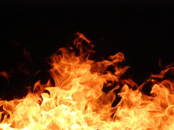 Tűz Lángok Fekete Háttér Stock Fotó