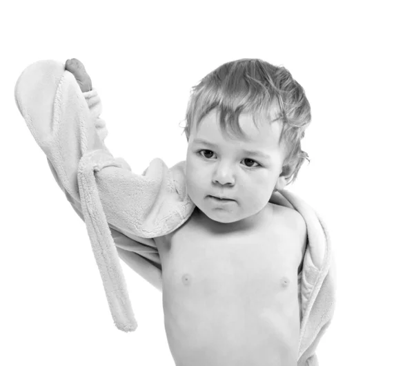 Bebek Beyaz Bornoz — Stok fotoğraf