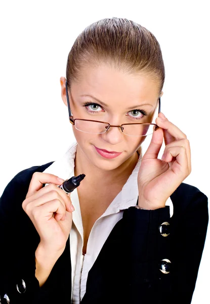Empresárias bem-aventuradas com óculos isolados — Fotografia de Stock