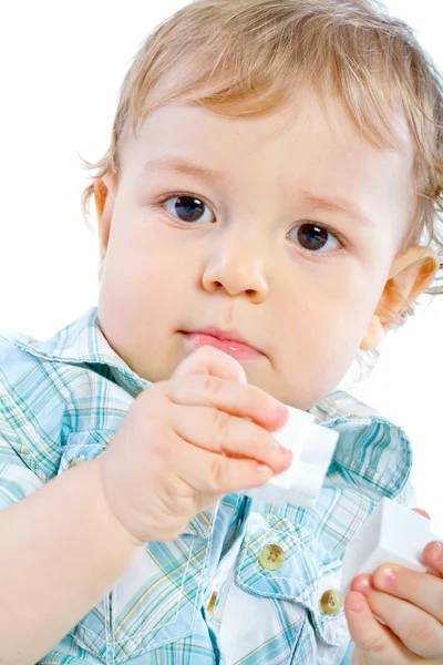 Emotion Happy Cute Baby Boy White Isolated — Stock Photo, Image