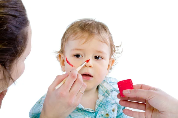 Schöne Baby Mit Heller Farbe Mit Pinsel Bedeckt Isoliert — Stockfoto