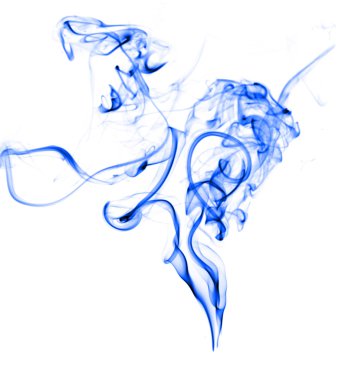 Abstracted blue smoke on white