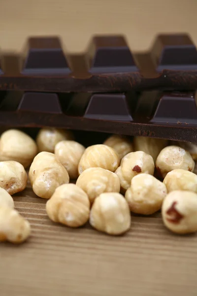 Наслаждайтесь Шоколадом Миндалем Фундуком Смешанное Изображение — стоковое фото